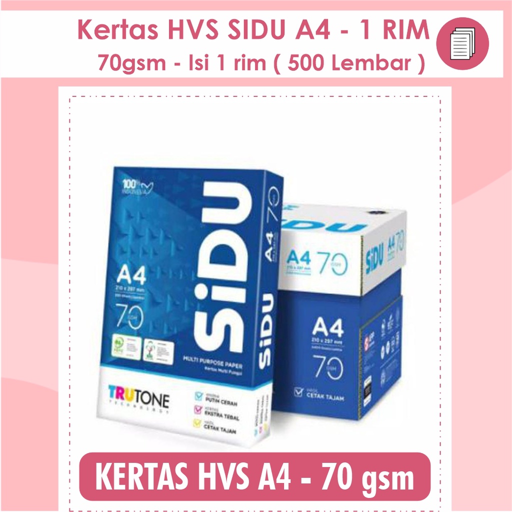 Jual Kertas HVS A4 SIDU - 70gsm | 500 Lembar | Shopee Indonesia