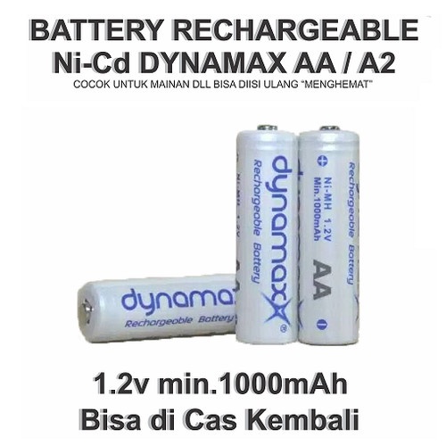 Jual Baterai Rechargeable Dynamax Aa A2 1 2v Bisa Charge Ulang Batu