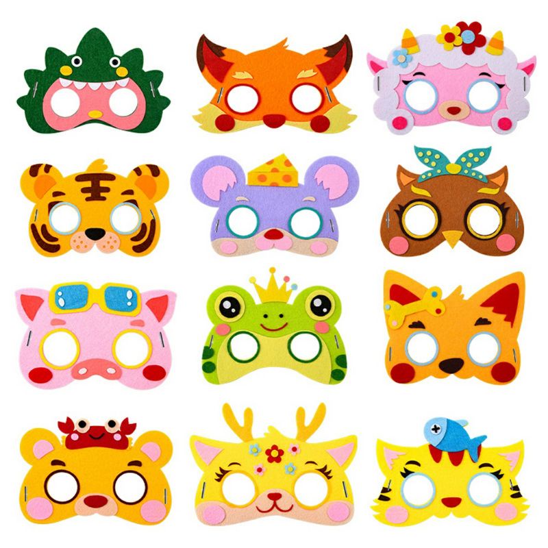 Jual Mainan edukasi anak diy topeng hewan binatang animal bahan flanel ...
