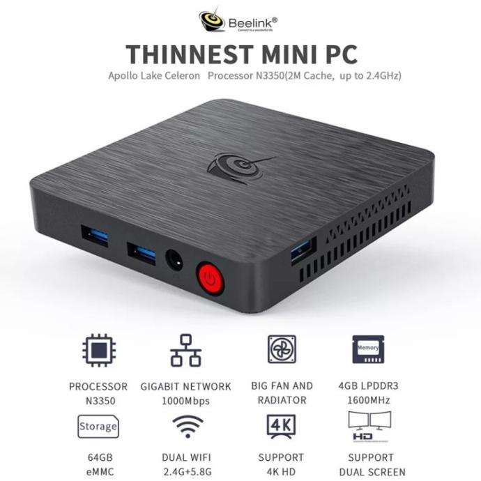 Jual Beelink T4 Pro Mini Pc Intel Celeron N3350 4/64Gb Dual 4K Windows ...