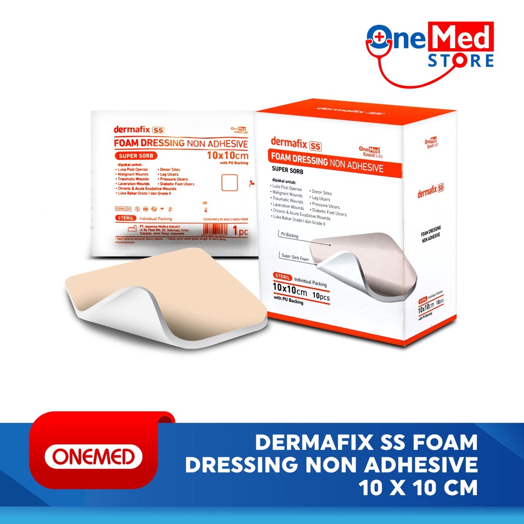 Jual Dermafix SS Foam Dressing Non Adhesive 10 x 10cm OneMed 1 Pcs OJ
