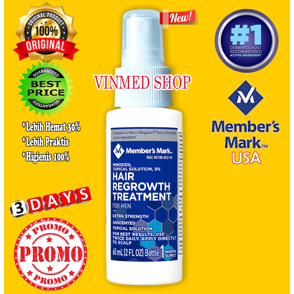 Jual Minoxidil 5 Men Hair Regrowth Treatment Member's Mark Shopee