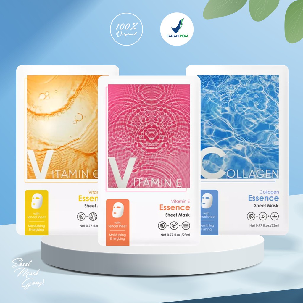 Jual COD DENPASAR MINISO Essence Sheet Mask Collagen Masker Vitamin C