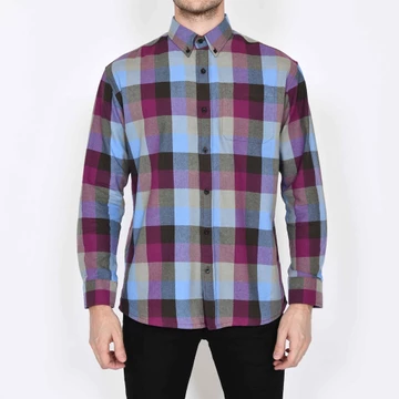 SF Kemeja Katun Flannel Blue Violet Unisex Kemeja Katun Flannel Premium Casual SOUTH FORMED