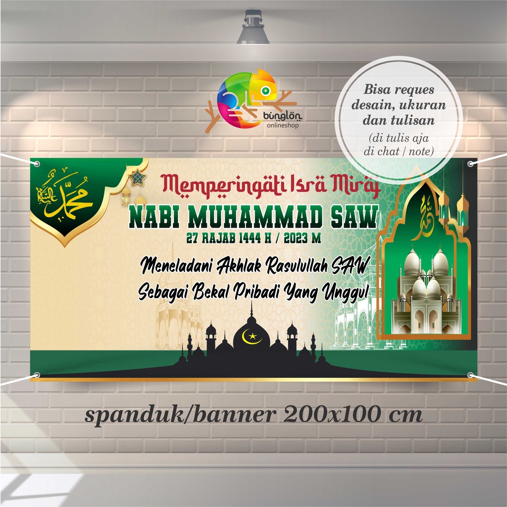 Jual Spanduk Banner 200x100 Cm Spanduk Peringatan Isra Miraj, Spanduk