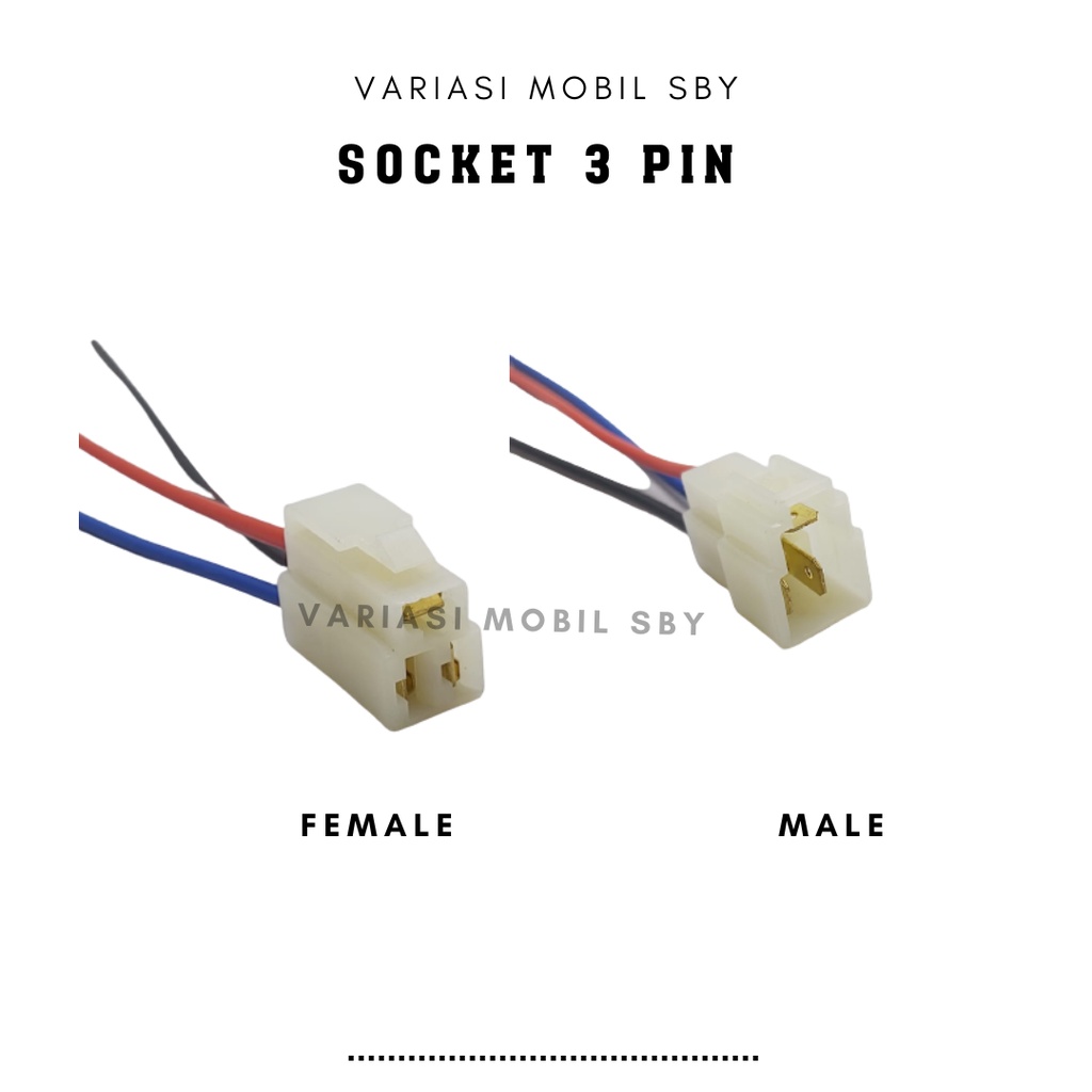 Jual SOKET KONEKTOR KABEL 3 PIN / SOCKET SAMBUNG MOBIL MOTOR KABEL ...
