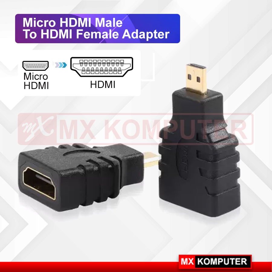 Jual Converter Micro HDMI to HDMI Male-Female Konverter Konektor Mikro ...