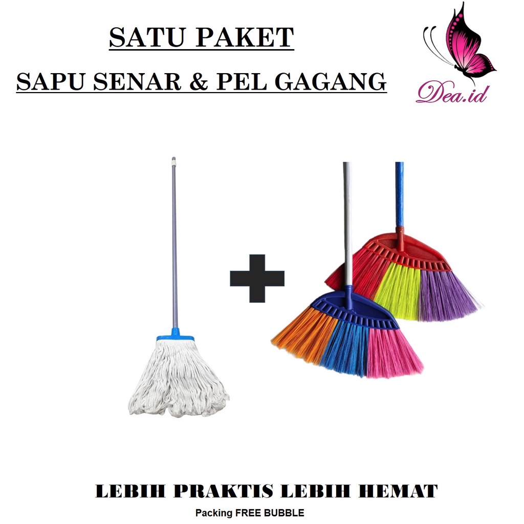 Jual Paket Hemat In Sapu Senar Dan Pel Lantai Gagang Kayu Sapu