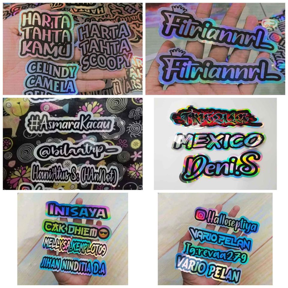 Jual Stiker Nama Hologram Kustom Untuk Personalisasi Helm, Laptop ...