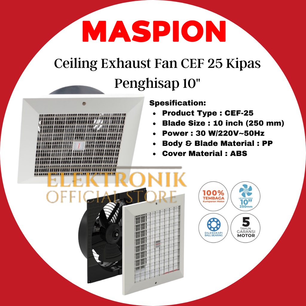 Jual MASPION EXHAUST FAN CEF 25 CEILING EXHAUST/CEF25/CEF 25/CEF-25 ...