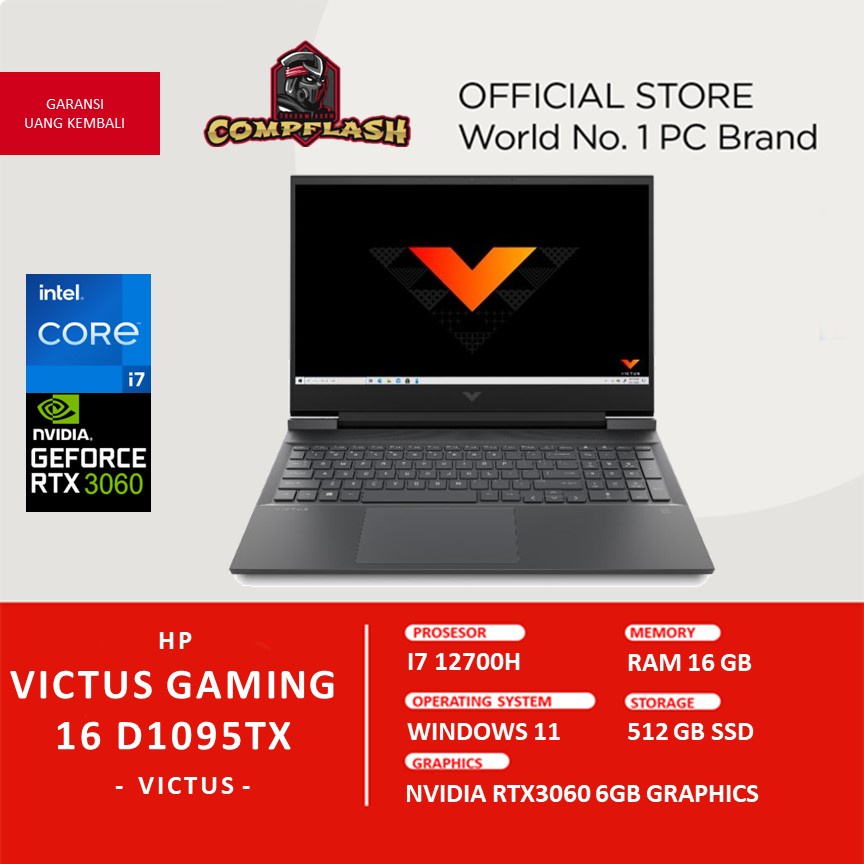 Jual LAPTOP HP VICTUS GAMING 16 D1095TX I7 12700H 16GB 512SSD RTX3060 ...