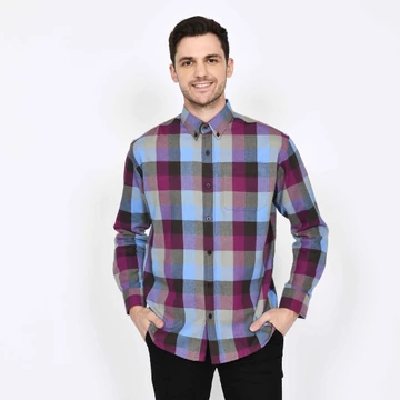SF Kemeja Katun Flannel Blue Violet Unisex Kemeja Katun Flannel Premium Casual SOUTH FORMED