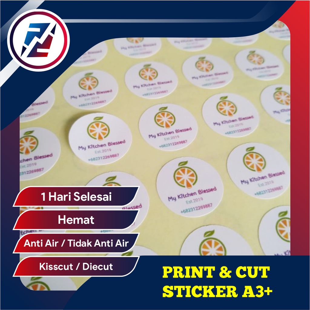 Jual Print & Cut Sticker Chromo A3+, Cetak Kiss Cut & Die Cut Stiker