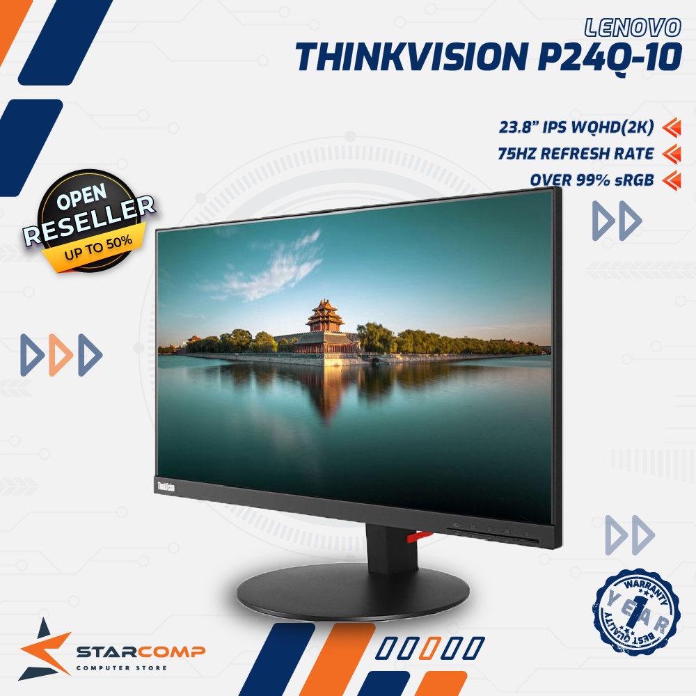 Jual Lenovo Thinkvision P24Q10 Monitor 24" IPS HDMI DP QHD P24Q10