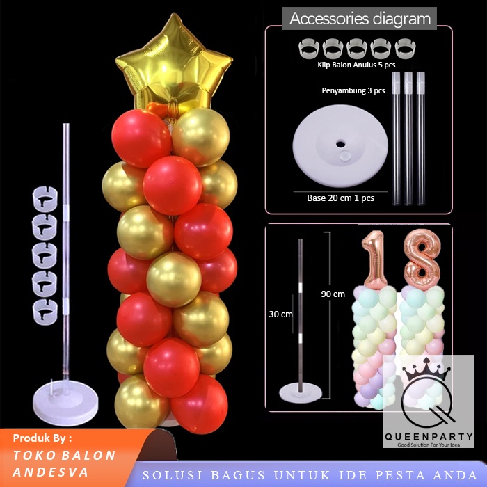 Jual Standing Tiang Dekorasi Balon Foil dan Latex 90cm / Pule Base