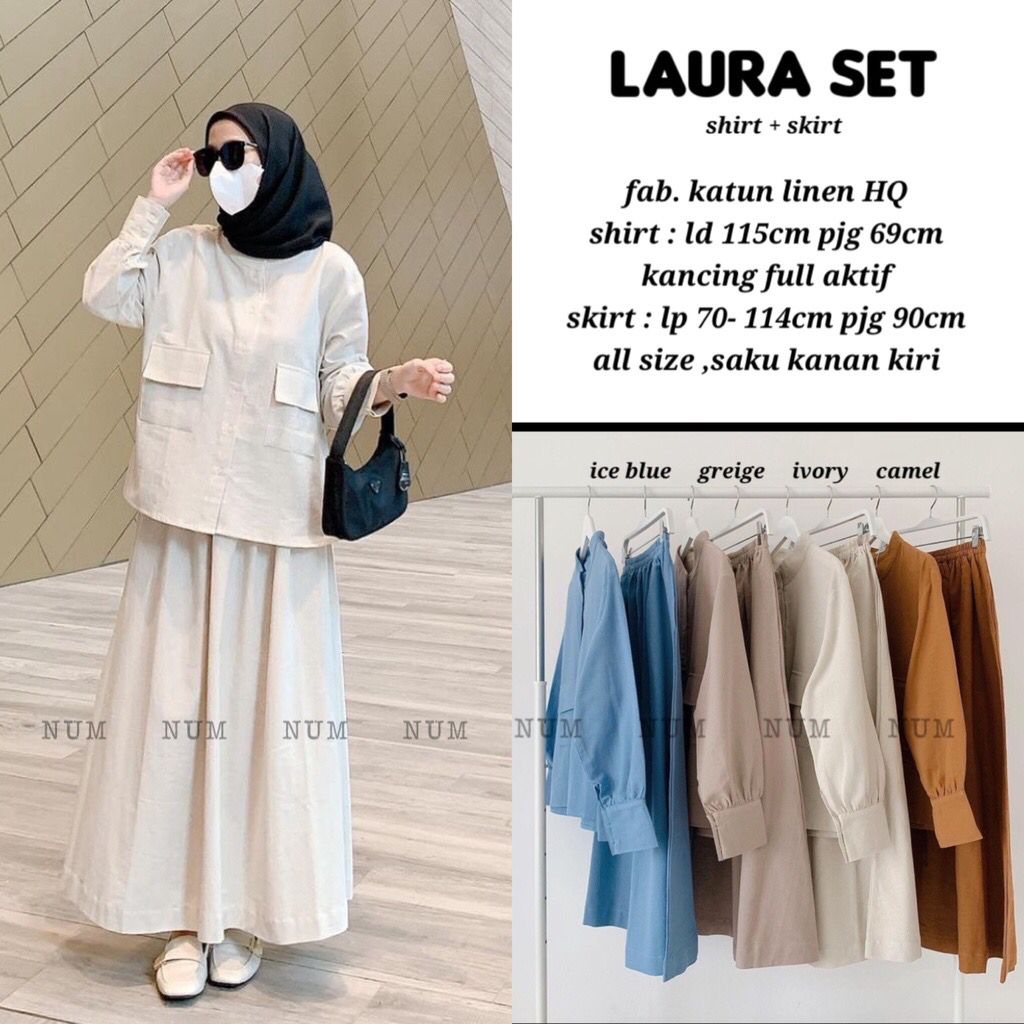 Jual KALEAOUTFIT - SETELAN ROK BAHAN KATUN LINEN PREMIUM - LAURA SET ...