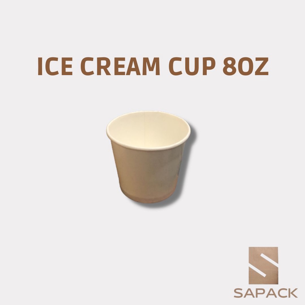 Jual ICE CREAM CUP PAPER 8 OZ / CUP ES KRIM KERTAS POLOS 50pcs | Shopee ...