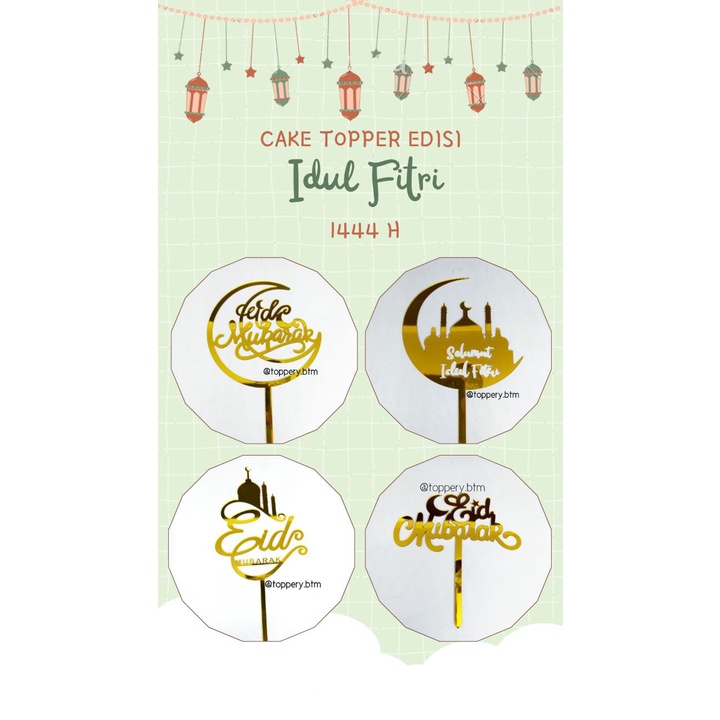 Jual CAKE TOPPER EID MUBARAK BAHAN PAPER /SET PRINT TOPPER EDISI HARI ...