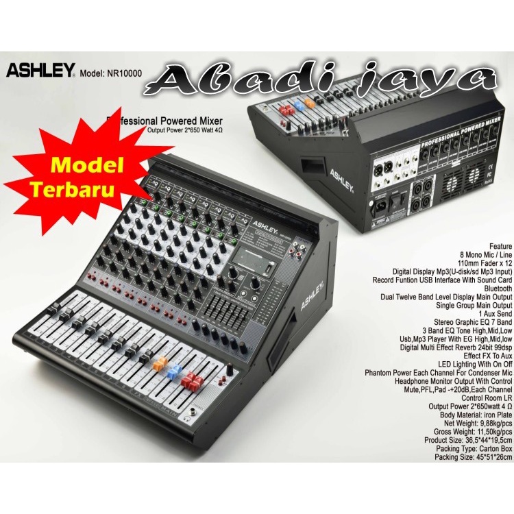 Jual power mixer ashley nr 10000 nr10000 8 channel original 1200 watt Shopee Indonesia