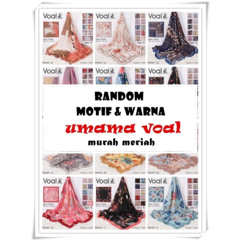 Jual BIG PROMO !!! JILBAB Umama Scarf Jilbab Segiempat Motif VOAL ASLI
