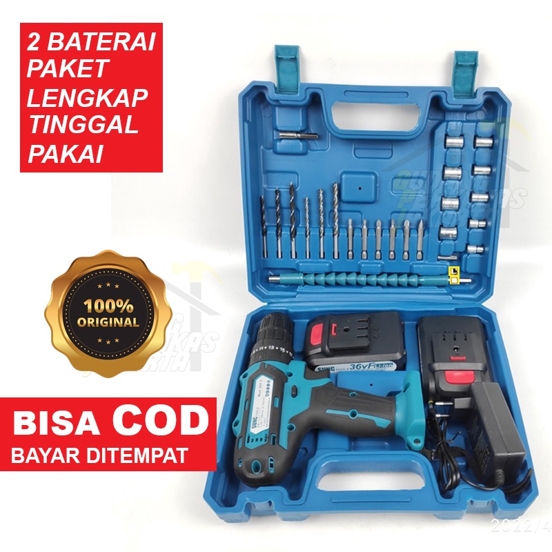 Jual TERMURAH SUNC TOOLS Cordless Drill Set 36V / Mesin Bor Baterai ...