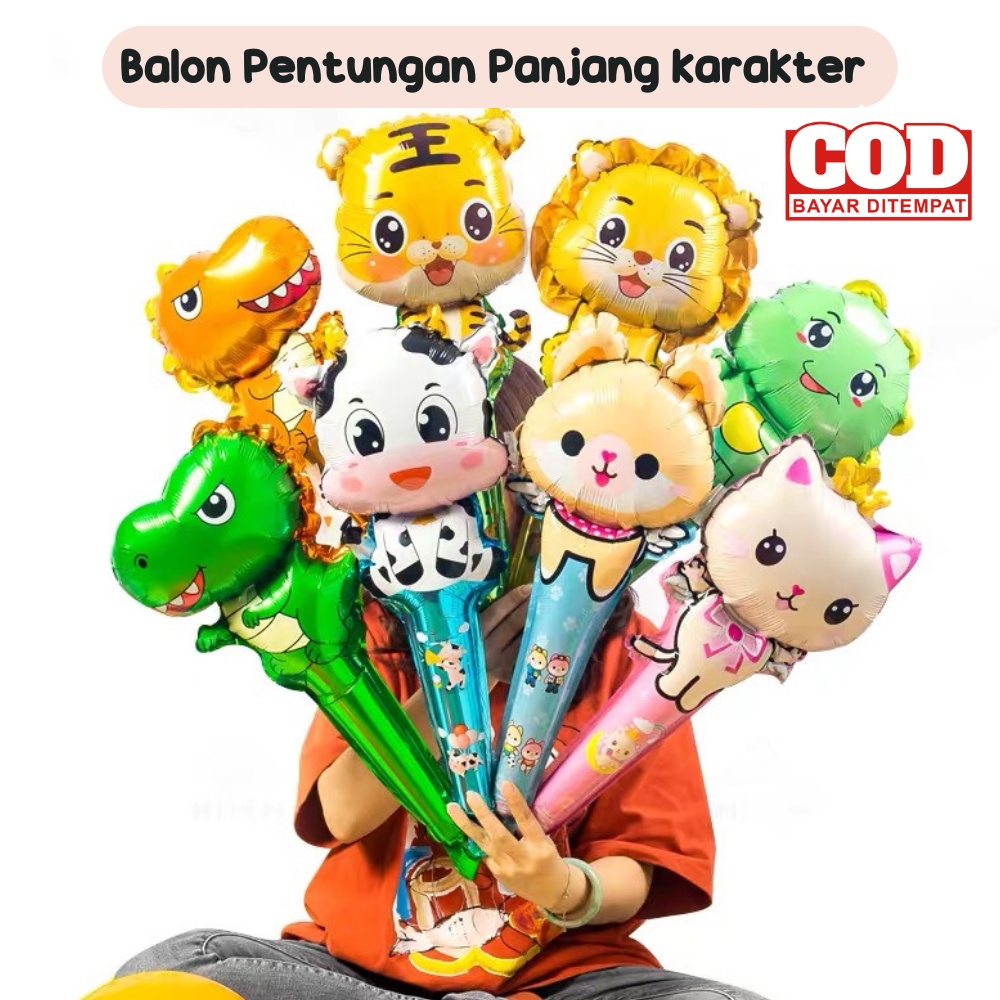 Jual BALON PENTUNGAN PANJANG KARAKTER / BALON FOIL KARAKTER PENTUNGAN