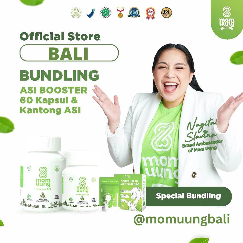 Jual Paket Bundle Booster Mom Uung Bali 60 kapsul & Kantong ASI 100ml