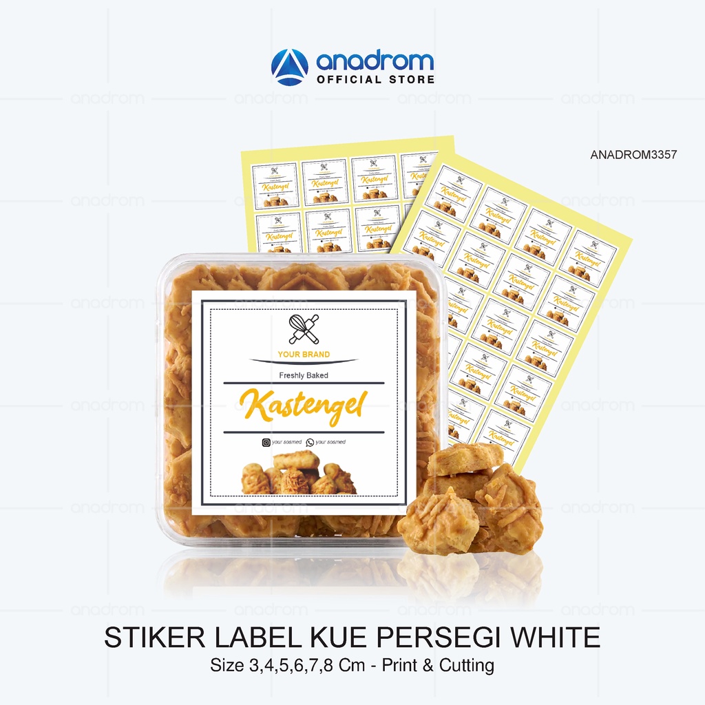 Jual Stiker Label Kue Persegi White | Sticker Label Kue Kering ...