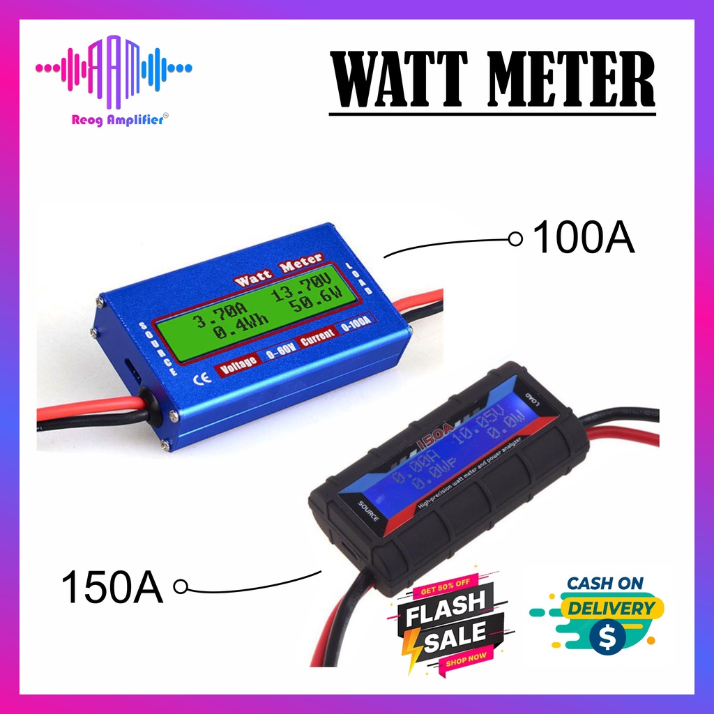 Jual Watt Meter DC 60V 100A 150A Digital LCD Display Lipo Battery Power