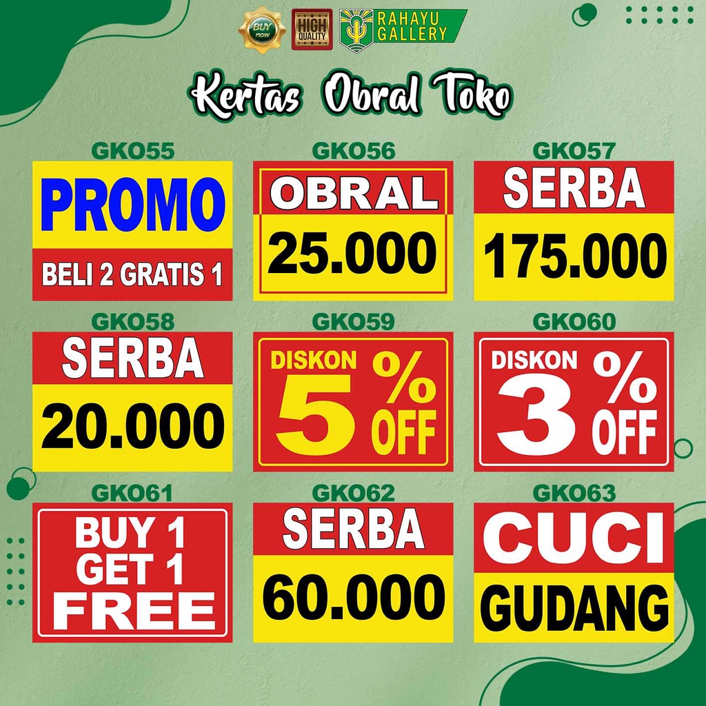 Jual KERTAS OBRAL TOKO HARGA BANDROL KERTAS HARGA BANDROL NAMETAG HARGA ...