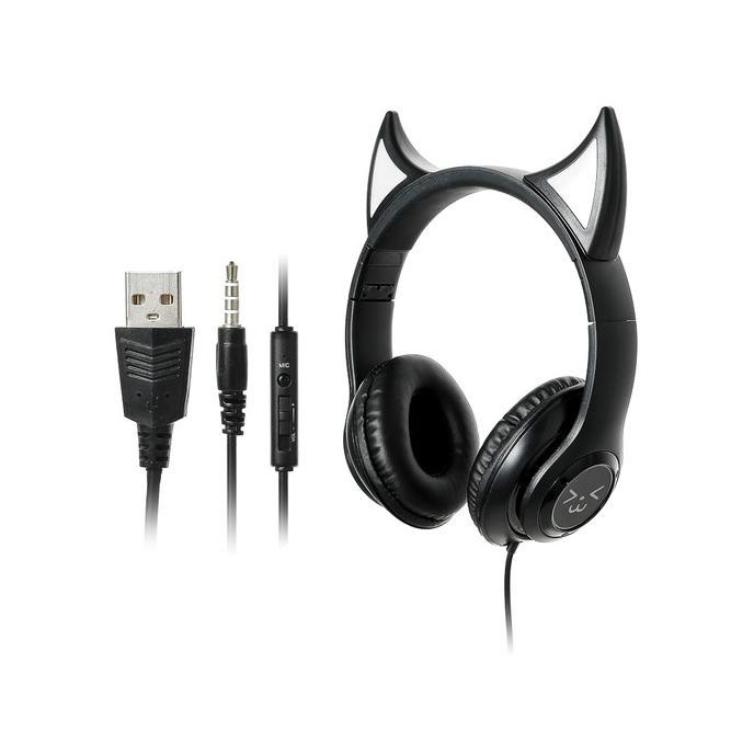 Jual Miniso Headset Earphone LED Cat Ears Headphone Gaming Telinga