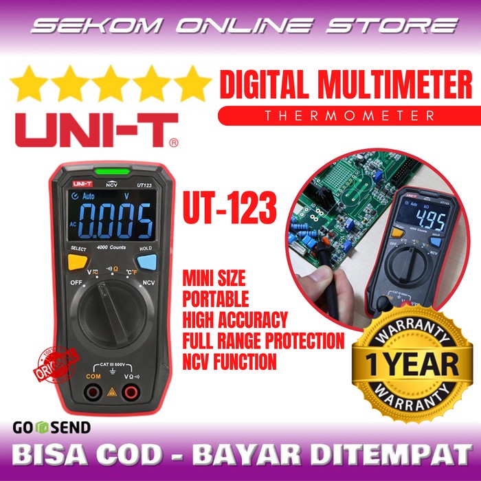 Jual UNI-T MINI DIGITAL MULTIMETER MULTITESTER TEMPERATURE TESTER UT123 ...