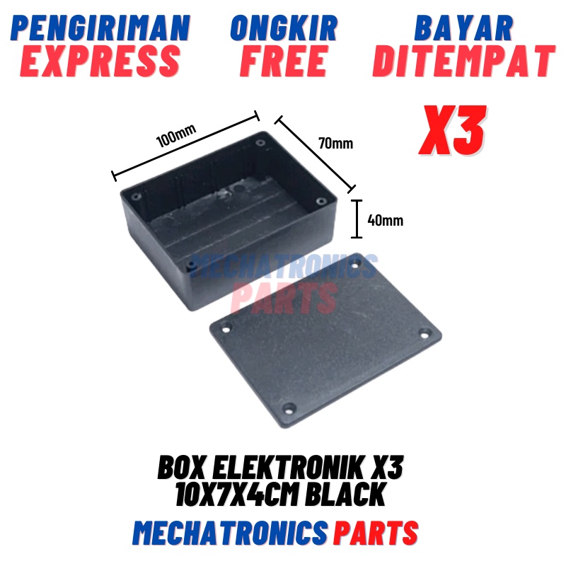 Jual BOX ELEKTRONIK X3 KOTAK RANGKAIAN ARDUINO 10X7X4CM CASING BLACK