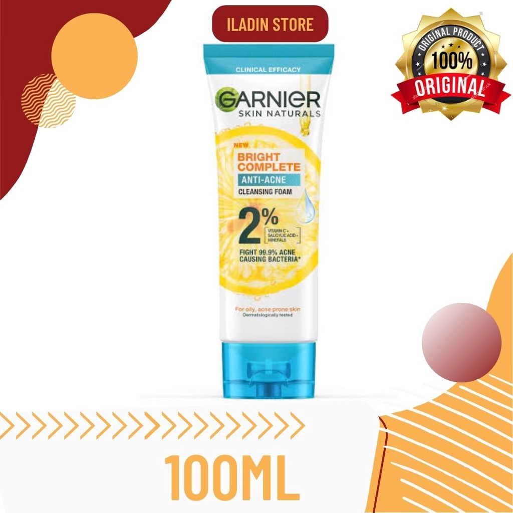 Jual Garnier Bright Complete 3 in 1 anti acne facial wash 100 ml