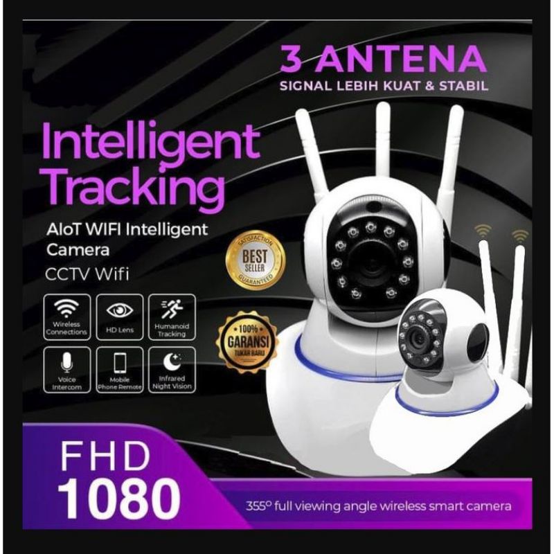 Jual CCTV Wifi 3 Antena IP Cam V380 1080p HD Kamera Pengintai Wireless ...