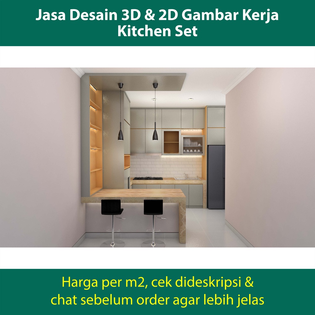 Jual Jasa desain 3d & 2d gambar kerja kitchen set Shopee Indonesia