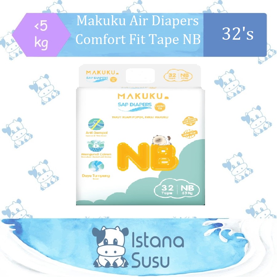 Jual Makuku Air Diapers Comfort Fit Tape/Perekat NB 32 | Shopee Indonesia