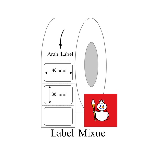 Jual Kertas Stiker Thermal 40x30 isi 1000 Label Thermal Mixue 40x30 ...