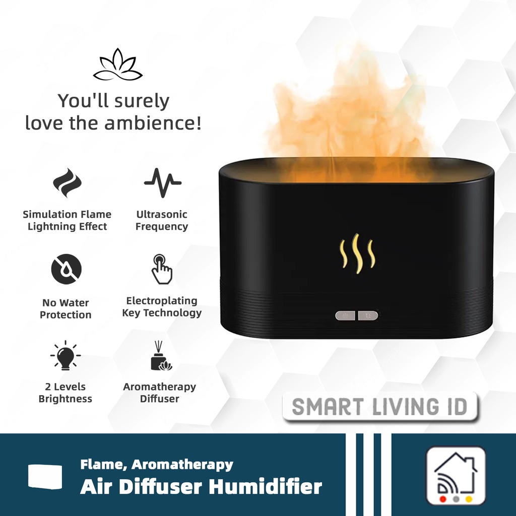 Jual Flame Fire Light Air Humidifier Diffuser Essential Oil ...