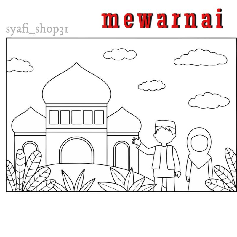 Jual MEWARNAI SKETSA MASJID A4 // COCOK UNTUK USIA DINI // LOMBA ...