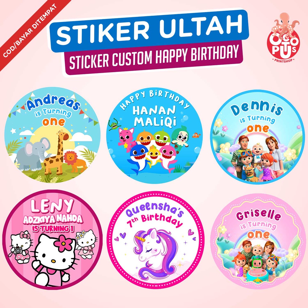 Jual Stiker Bulat Ulang Tahun Anak Label Custom | Birthday Sticker ...