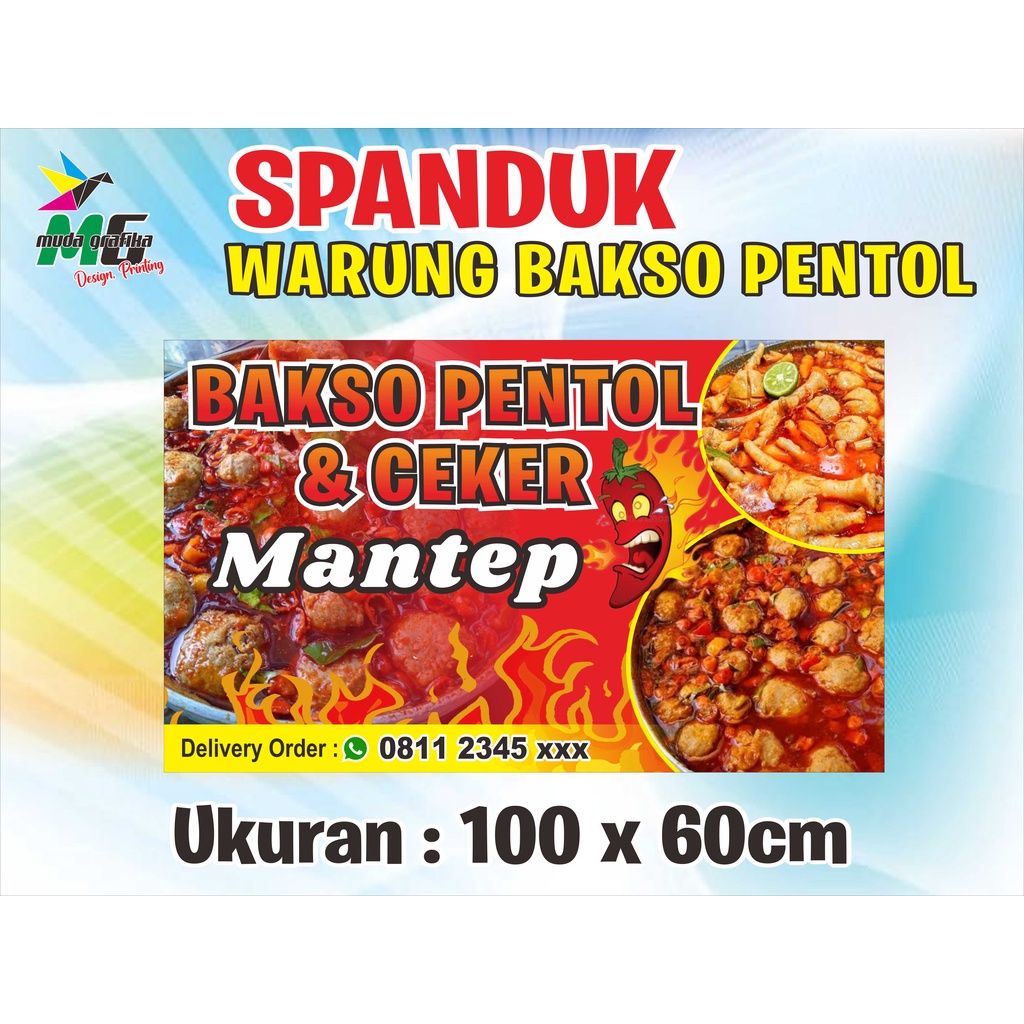 Jual Spanduk Bakso Pentol Pentol Begal Warung Bakso 100x60 Shopee