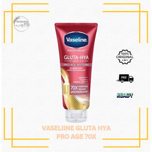 Jual VASELINE GLUTA HYA PRO AGE 70X RESTORE MERAH BODYSERUM VASELINE