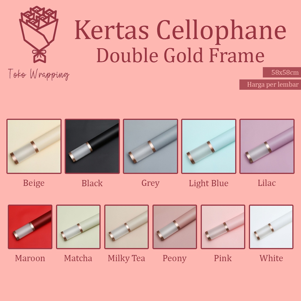 Jual Kertas Cellophane Kertas Buket Bunga [Double Gold Frame] Flower ...