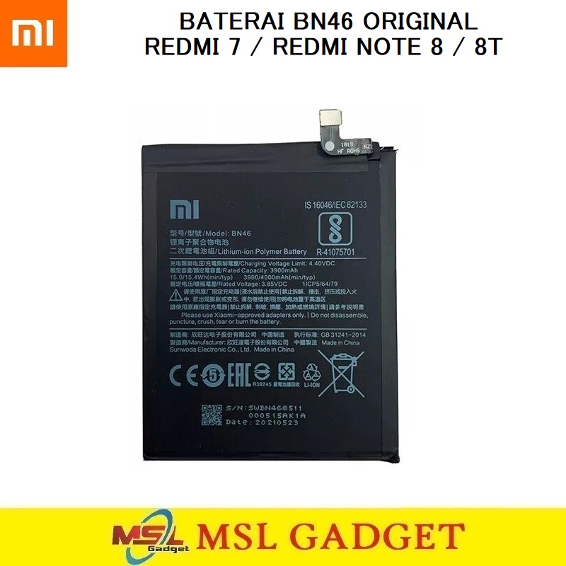 Jual Baterai Xiaomi Redmi 7 Redmi Note 8 8t Bn46 Original 100 Shopee Indonesia 1991