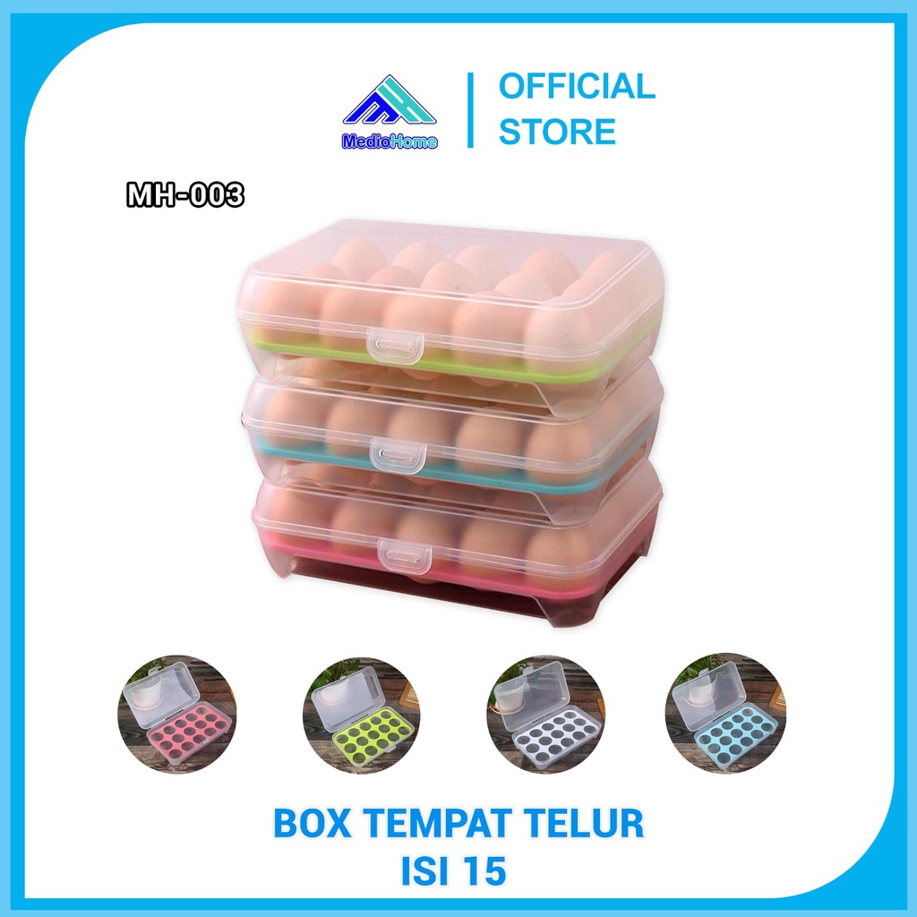 Jual Mediohome Tempat Box Telur 15 Lubang Sekat Kotak Box Organizer