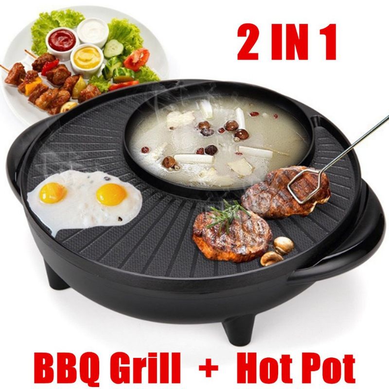 Jual Panci Hotpot BBQ 2 In 1 Elektrik Shabu Steambot Suki Grill Listrik ...