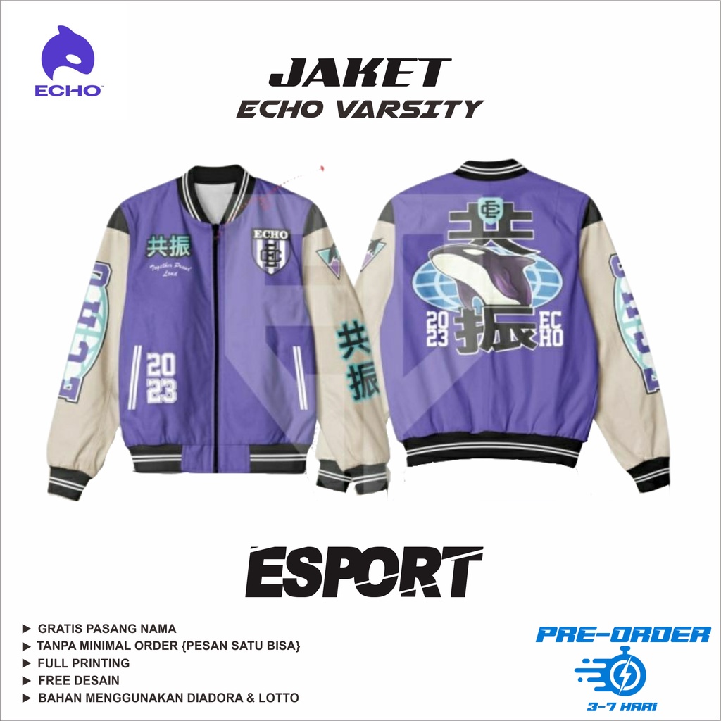 Jual JAKET ECHO ESPORT VARSITY M4 WORLD CHAMPIONS TERBARU 2023 FREE CUSTOM Shopee Indonesia