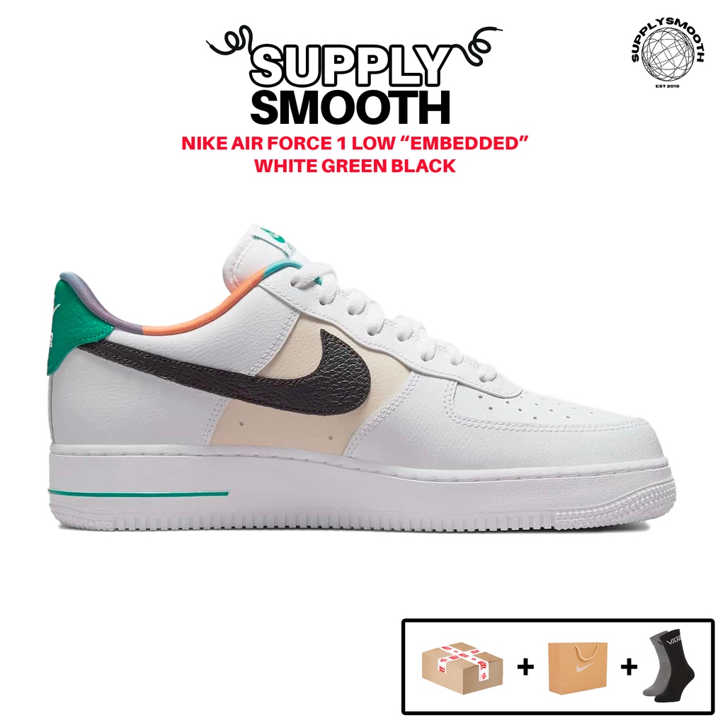 Jual Nike Air Force 1 Low “Embedded” White Green Black | Shopee Indonesia