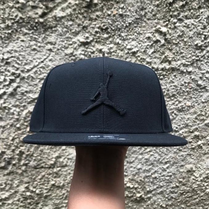 Jual Topi Air Jordan Pro Jumpman Snapback Hat Black/Black Original ...